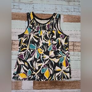 Reitmans Black and Yellow Floral Tank Top